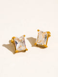 Avenn 18K Gold Non-Tarnish Round CZ Flat Back Earrings