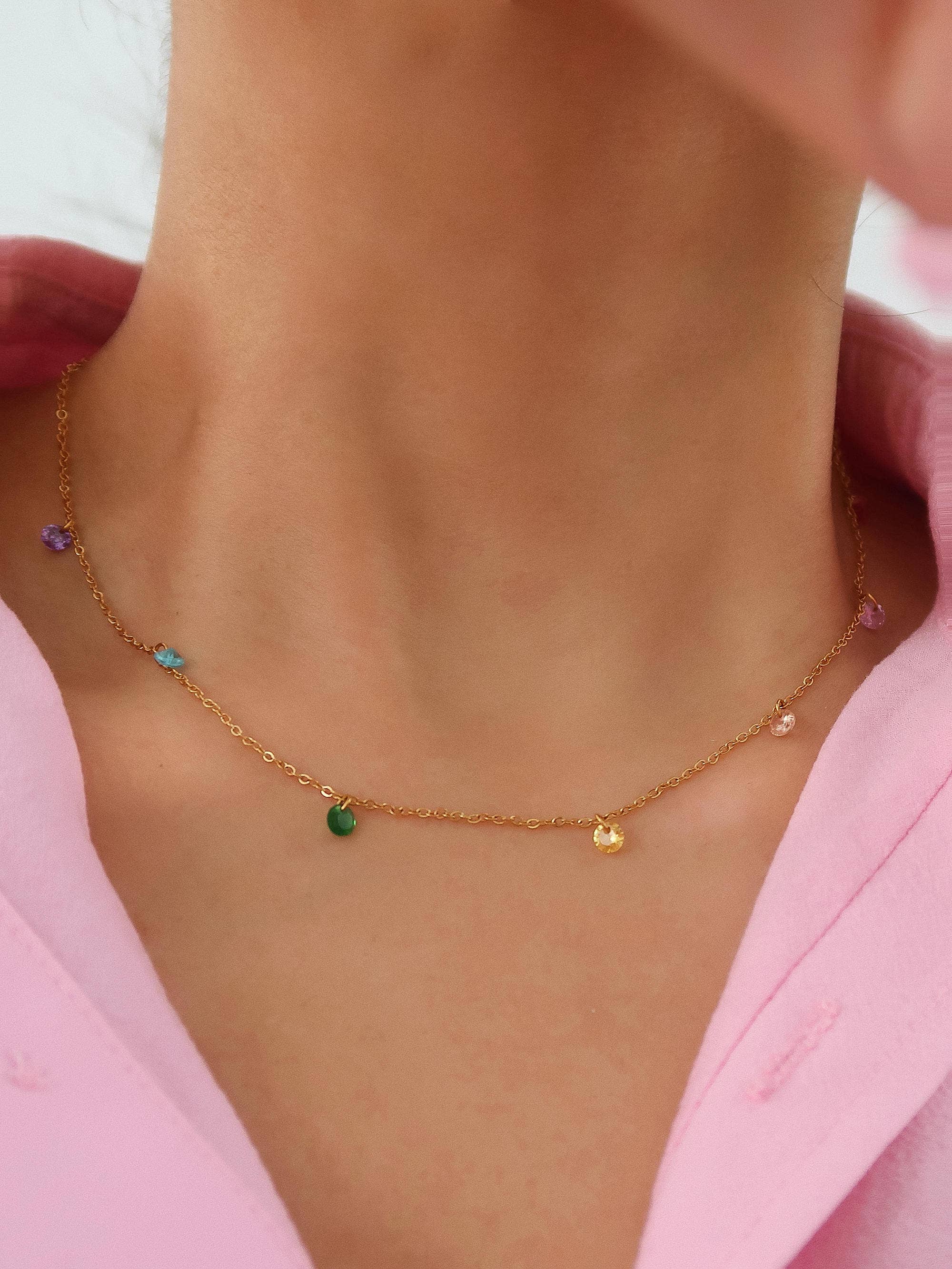 Ariana 18K Non-Tarnish Petite CZ Chain Necklace