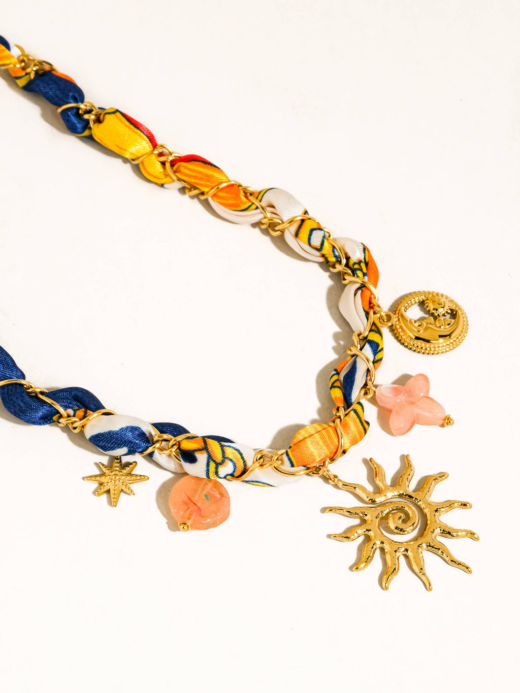 Flânerie by MAIQ - Sedona 18K Gold Non-Tarnish Sun Charm Braided Necklace: Red