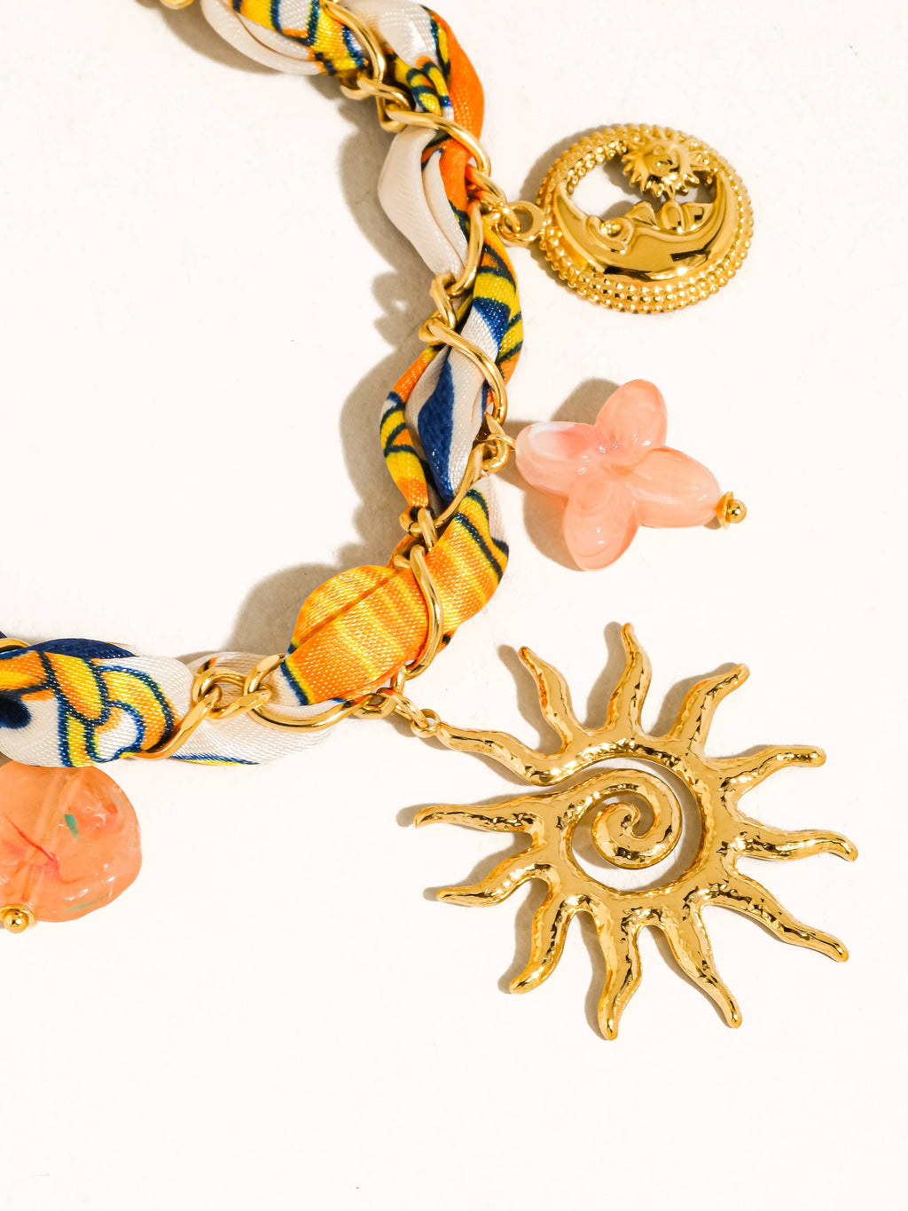 Flânerie by MAIQ - Sedona 18K Gold Non-Tarnish Sun Charm Braided Necklace: Red