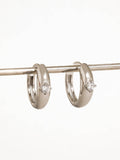 Flânerie by MAIQ - Dazzleon Silver CZ Solitaire  Hoop Earrings: Silver