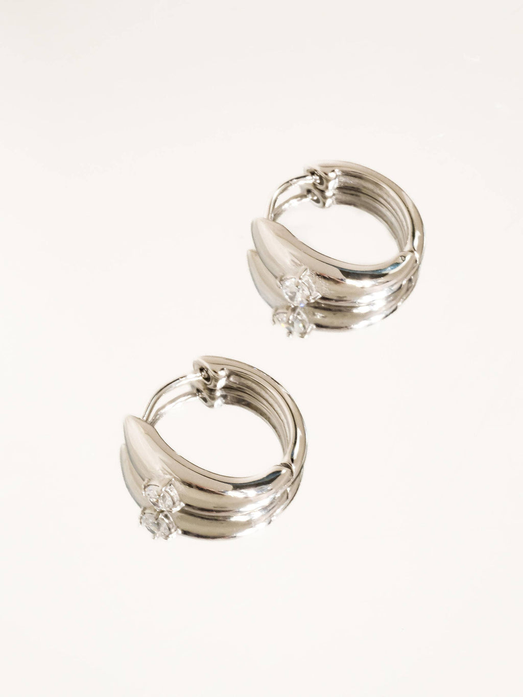 Flânerie by MAIQ - Dazzleon Silver CZ Solitaire  Hoop Earrings: Silver