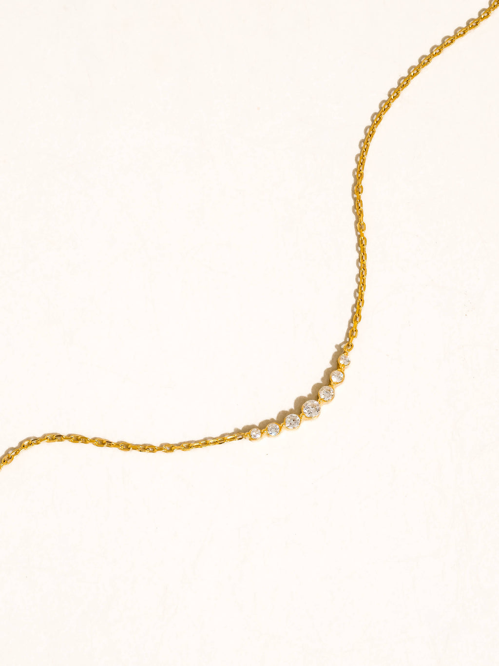 Flânerie by MAIQ - Remmi 18K Gold Non-Tarnish Crystal Station Chain Necklace: Yellow Gold