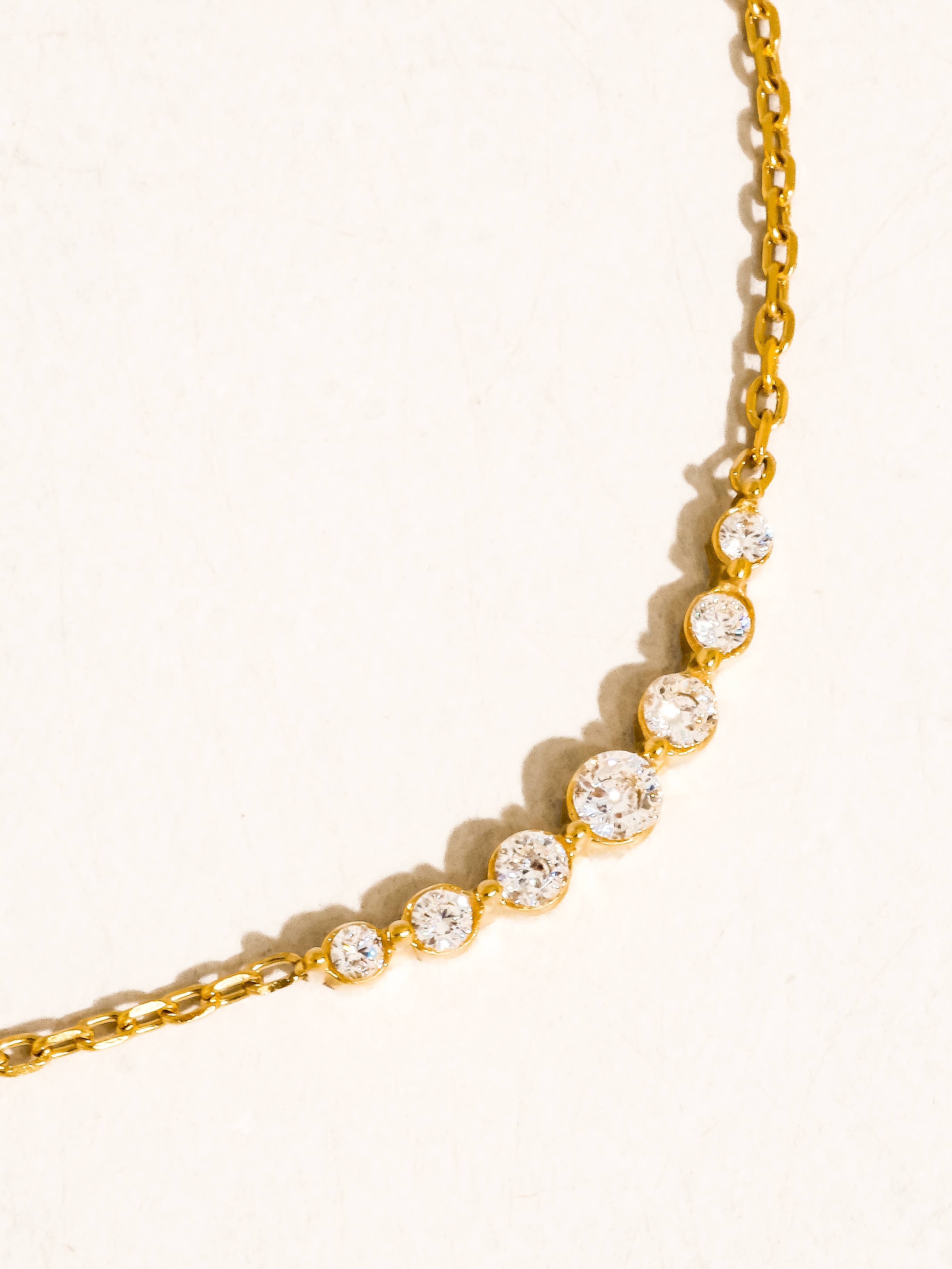 Flânerie by MAIQ - Remmi 18K Gold Non-Tarnish Crystal Station Chain Necklace: Yellow Gold