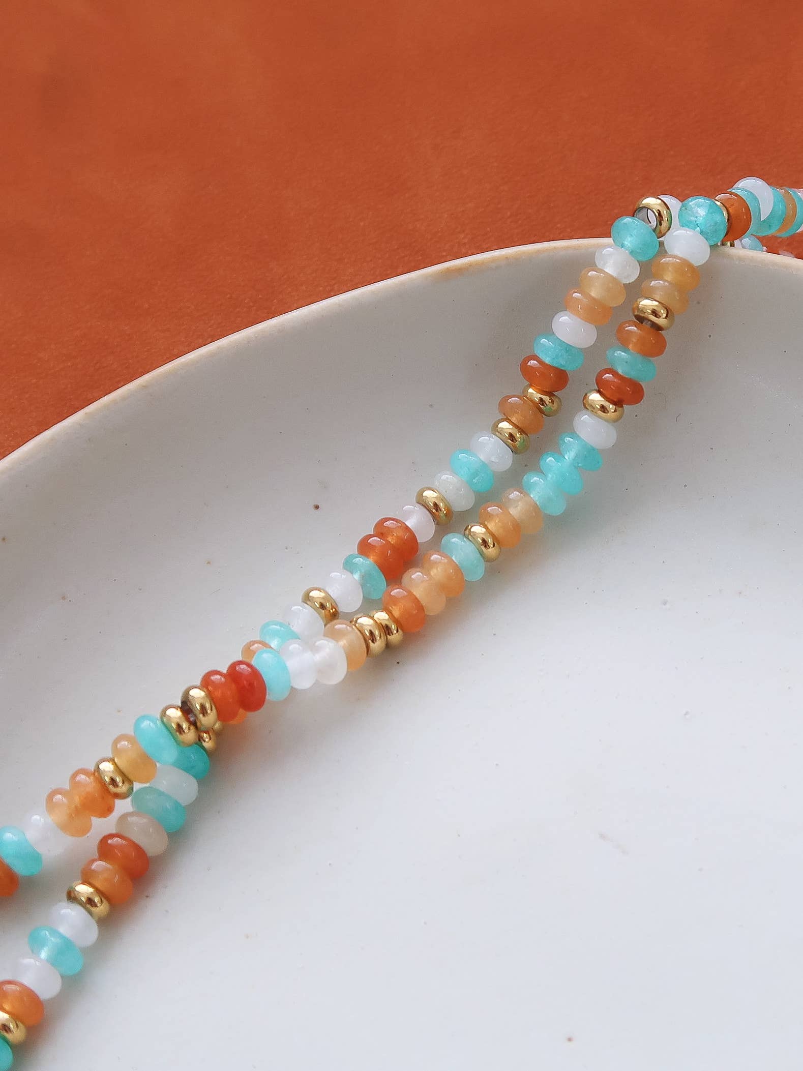 Flânerie by MAIQ - Indira 18K Gold Non-Tarnish Smooth Bead Boho Necklace: Multi-Colored