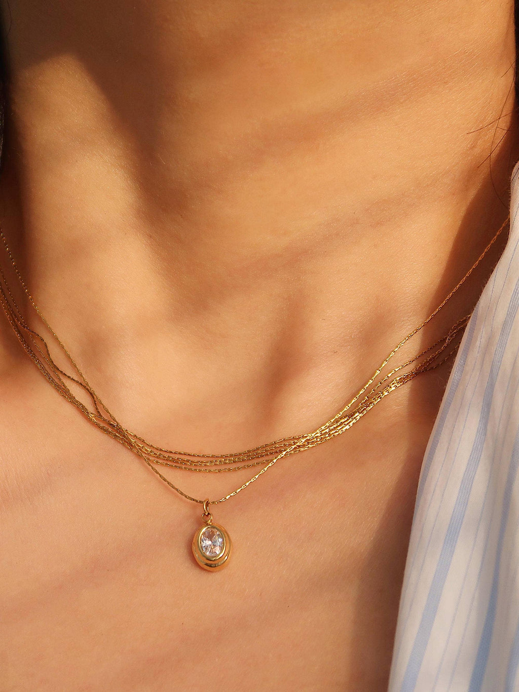 Cornelia 18K Gold Non-Tarnish Gemstone Necklace