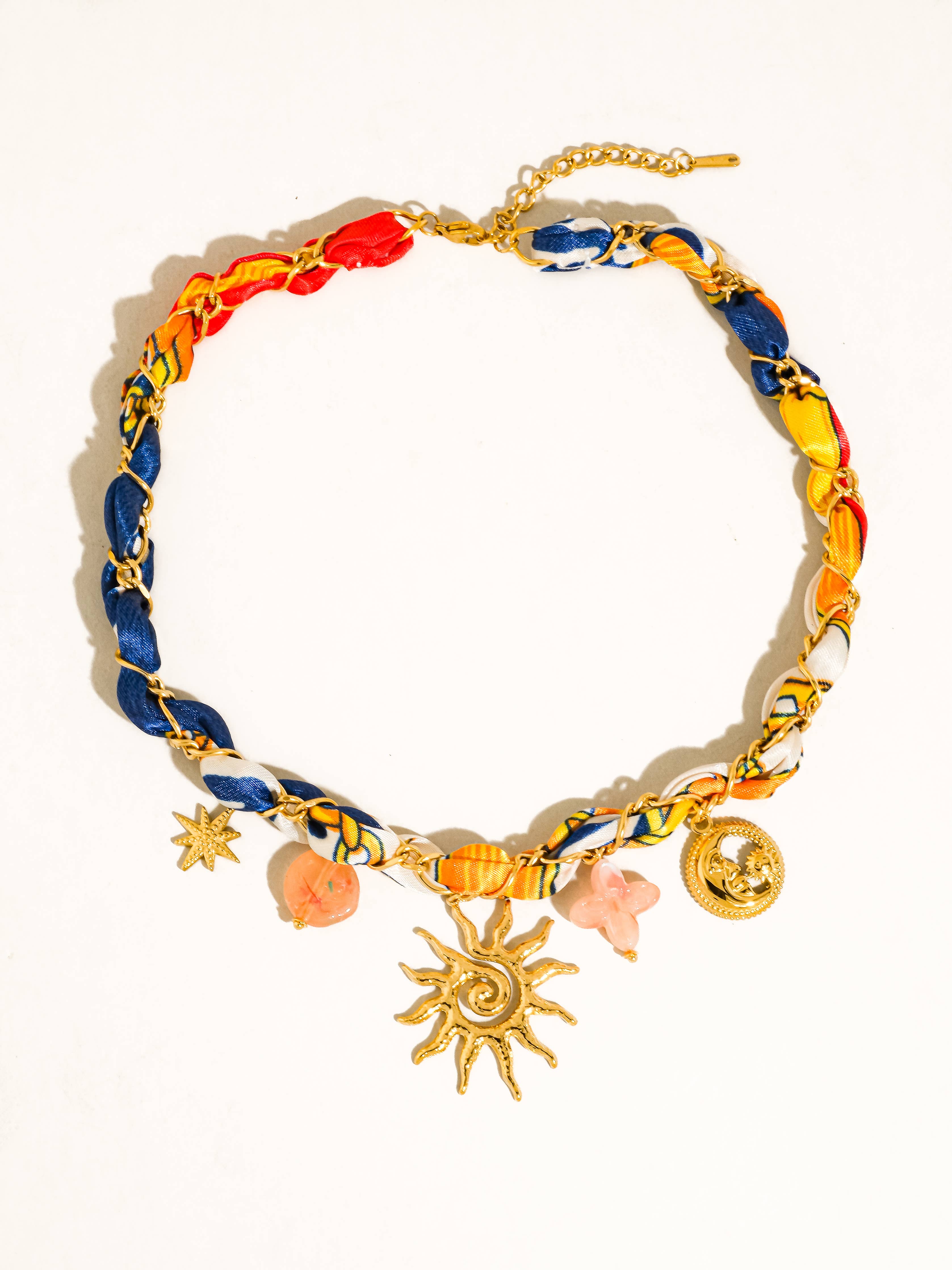 Flânerie by MAIQ - Sedona 18K Gold Non-Tarnish Sun Charm Braided Necklace: Red