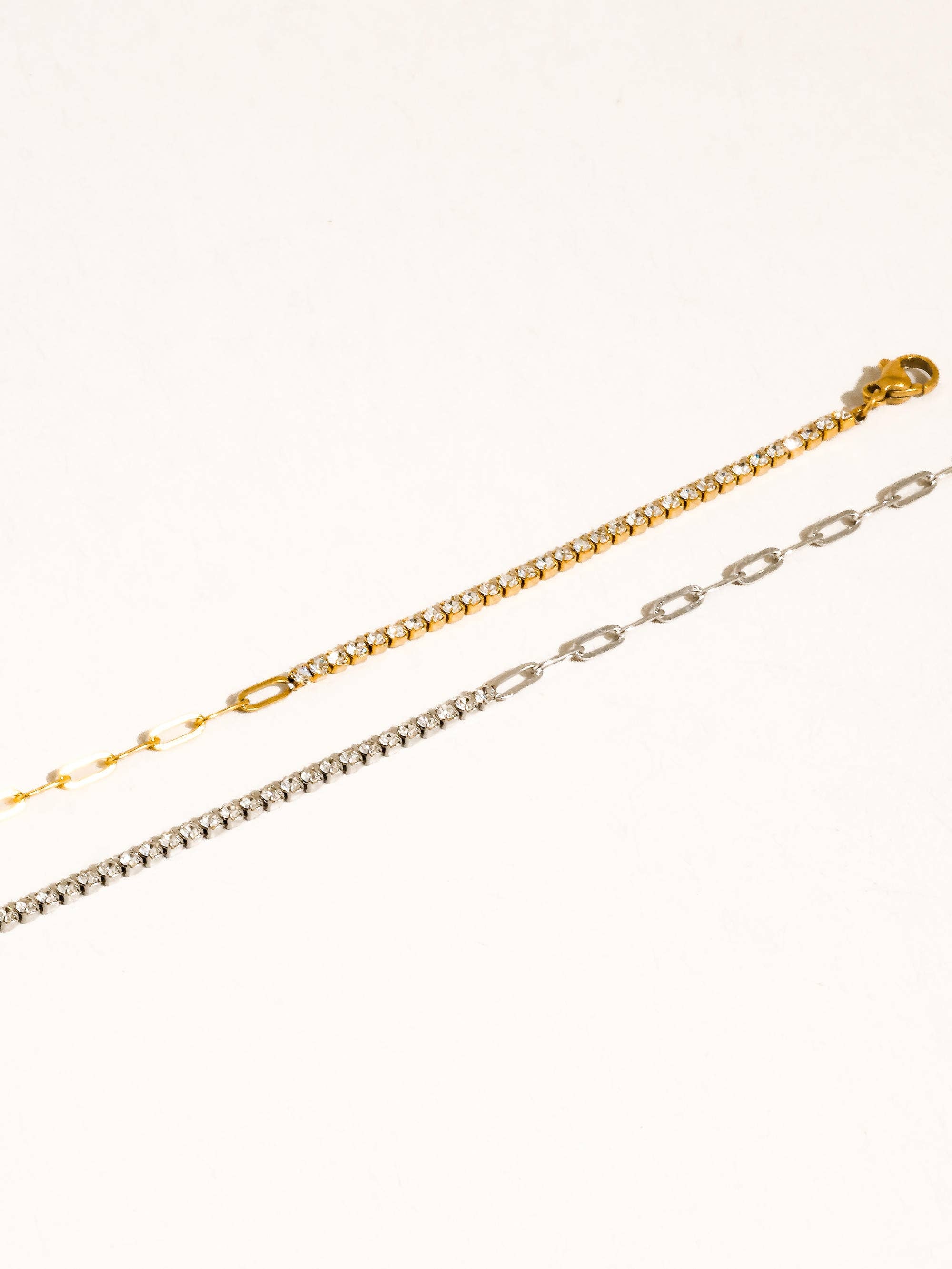 Flânerie by MAIQ - Wildora 18K Gold Non-Tarnish CZ Tennis Chain Link Bracelet: Silver