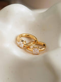 Adhara 18K Gold Non-Tarnish CZ Huggie Earrings