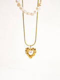 Taliana 18K Gold Non-Tarnish Layered Pearl Heart Necklace