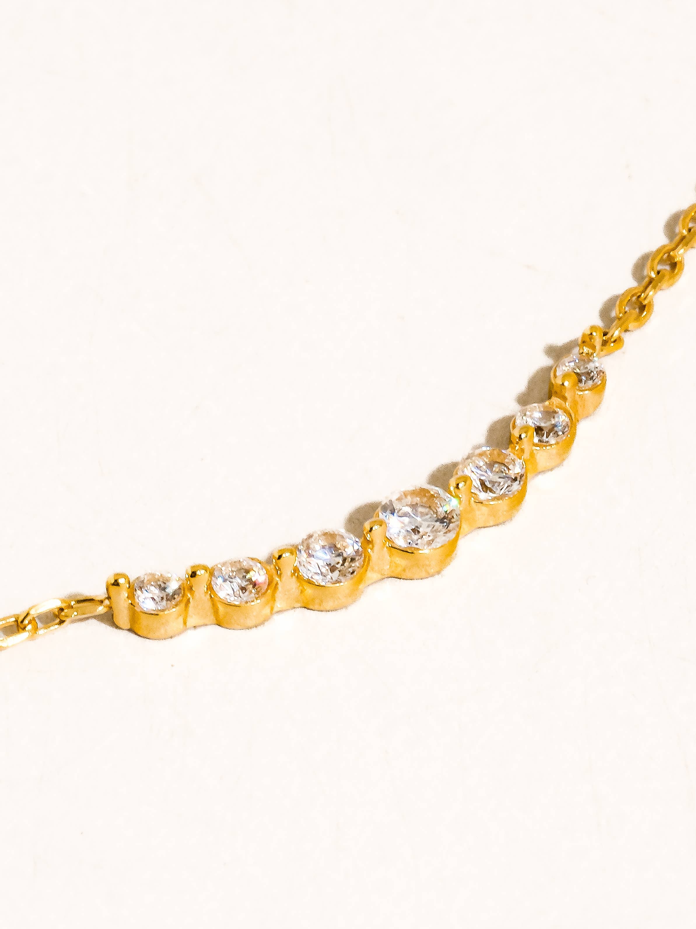 Flânerie by MAIQ - Remmi 18K Gold Non-Tarnish Crystal Station Chain Necklace: Yellow Gold