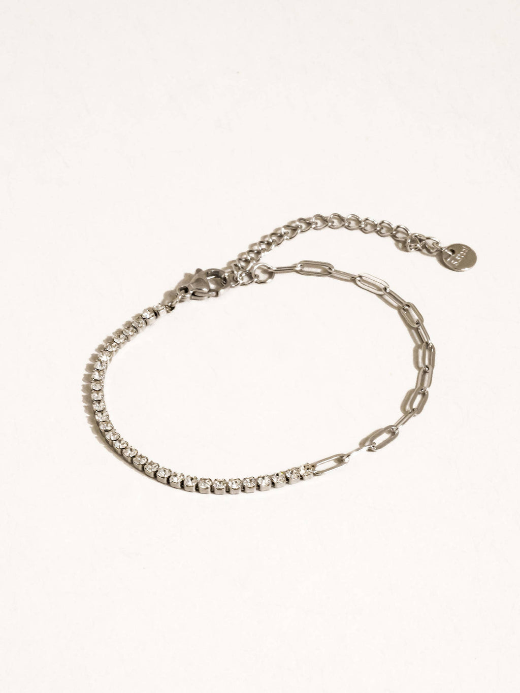Flânerie by MAIQ - Wildora 18K Gold Non-Tarnish CZ Tennis Chain Link Bracelet: Silver