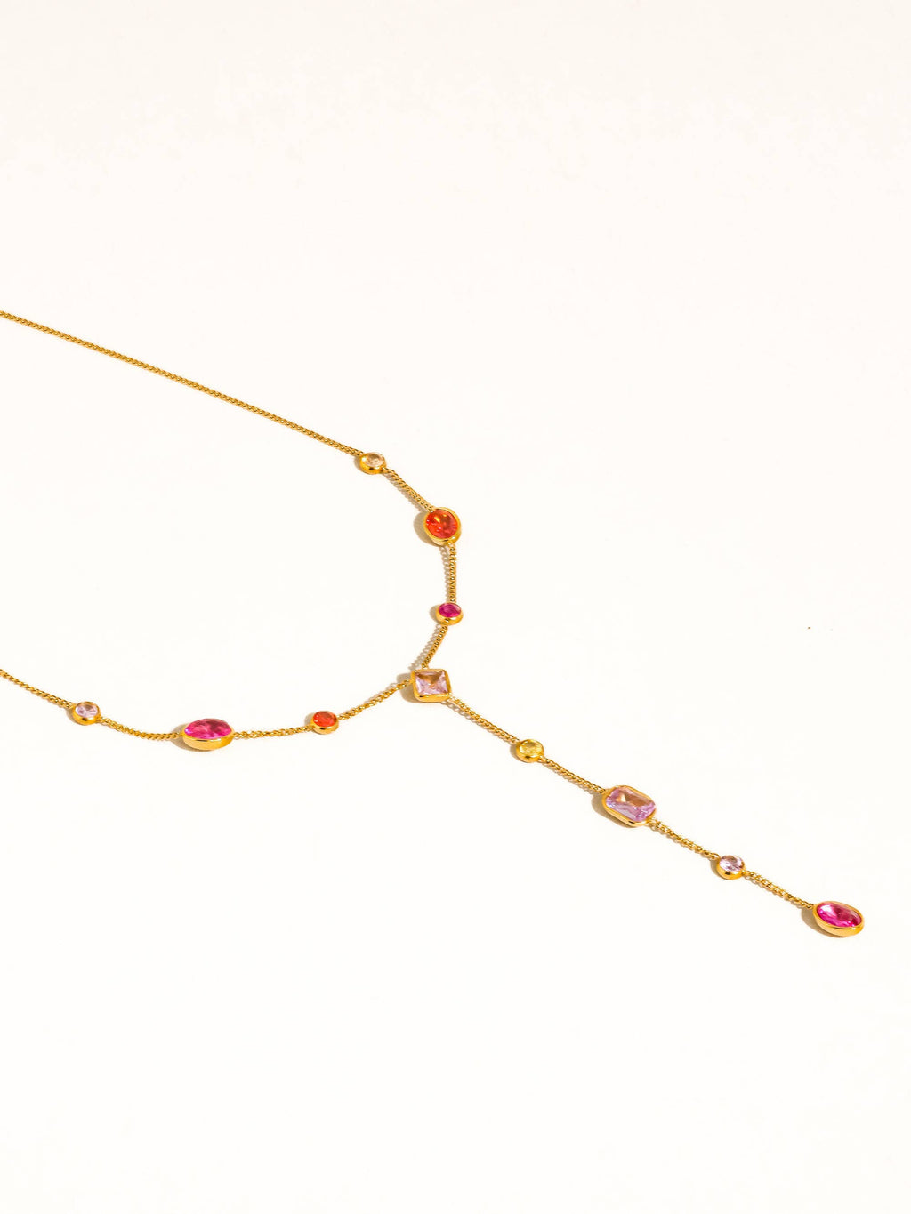 Briennon 18K Gold Non-Tarnish Colorful Beaded Y Necklace