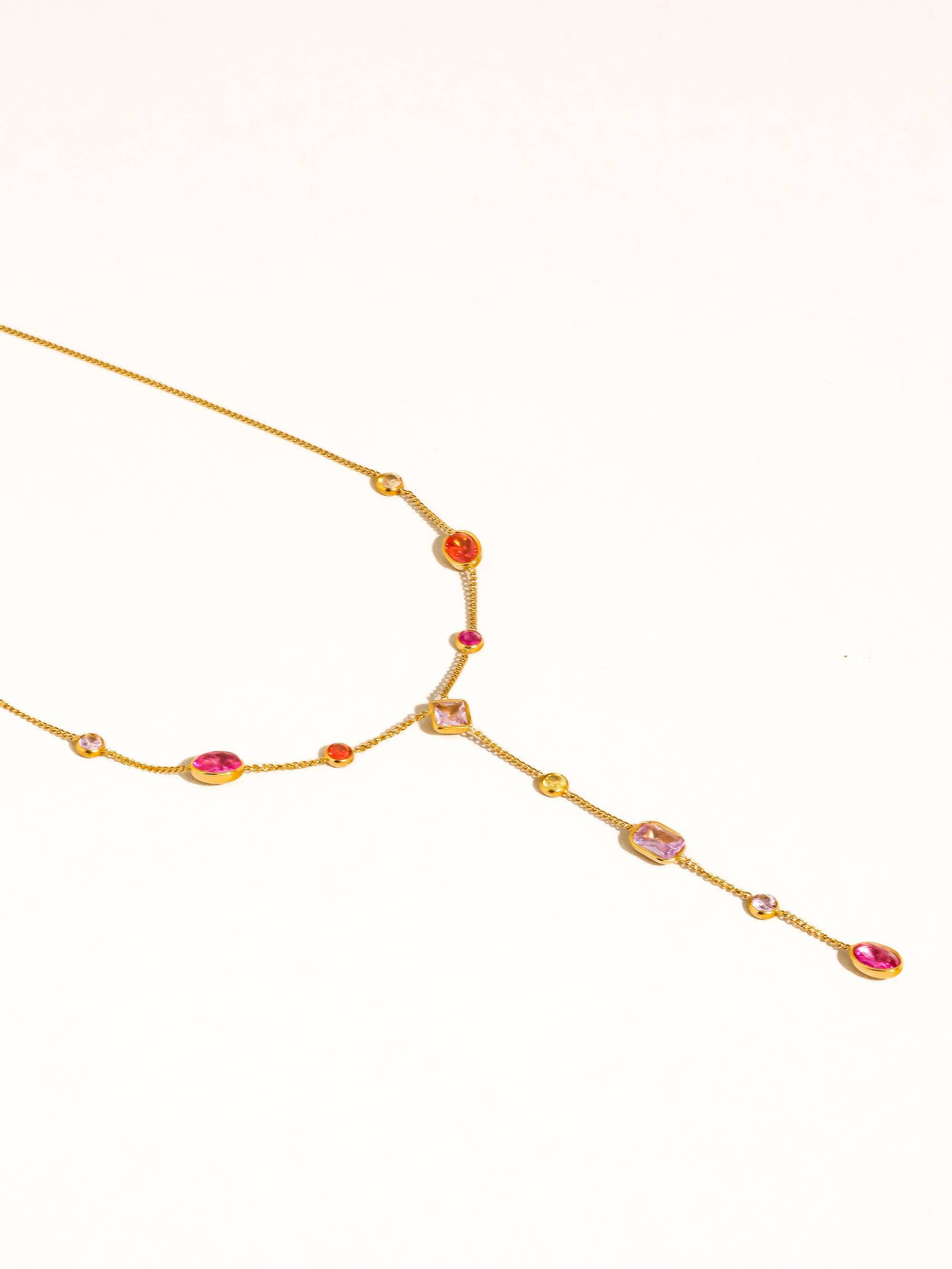 Briennon 18K Gold Non-Tarnish Colorful Beaded Y Necklace
