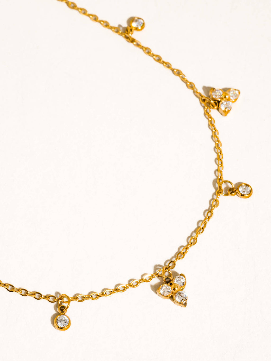 Arques 18K Gold Non-Tarnish CZ Charm Anklet