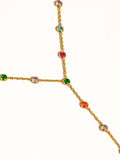 Flânerie by MAIQ - Chenôve 18K Gold Non-Tarnish Round Beaded Y Necklace: Multi-Colored
