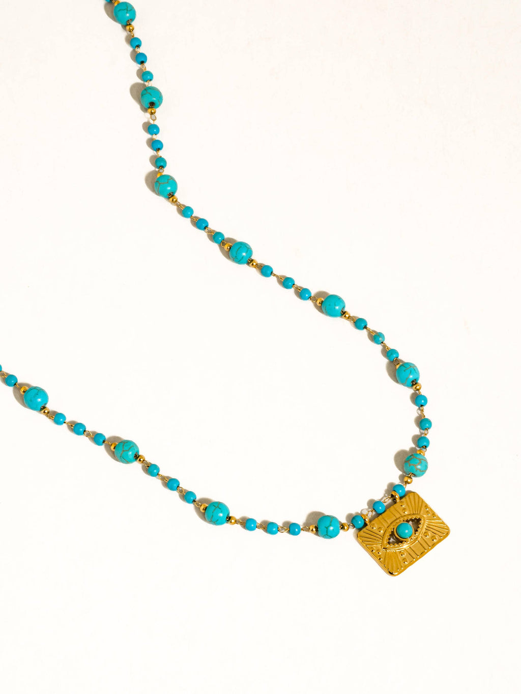 Flânerie by MAIQ - Rubis 18K Gold Vintage Turquoise Evil Eye Beaded Necklace: Turquoise
