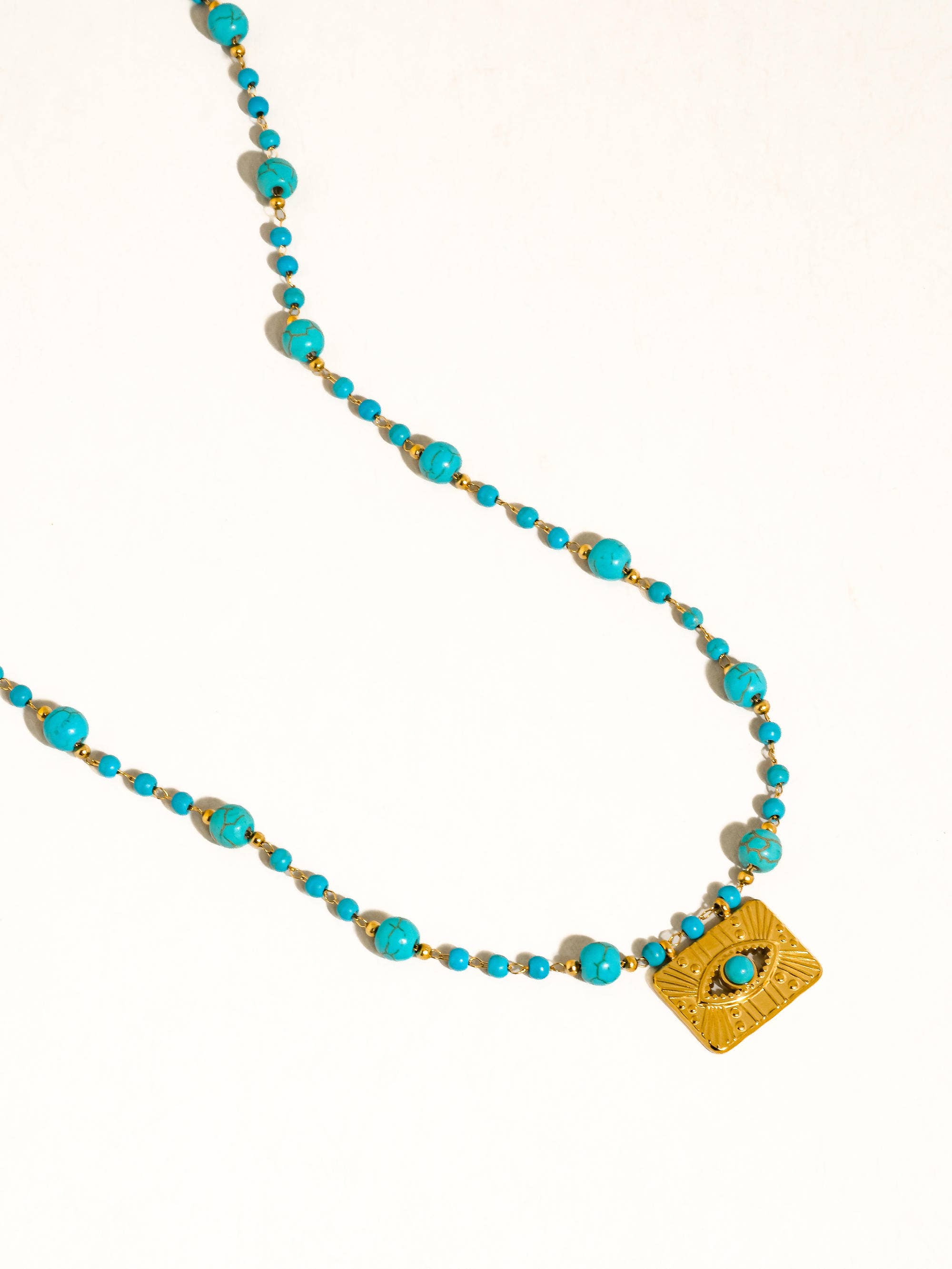 Flânerie by MAIQ - Rubis 18K Gold Vintage Turquoise Evil Eye Beaded Necklace: Turquoise