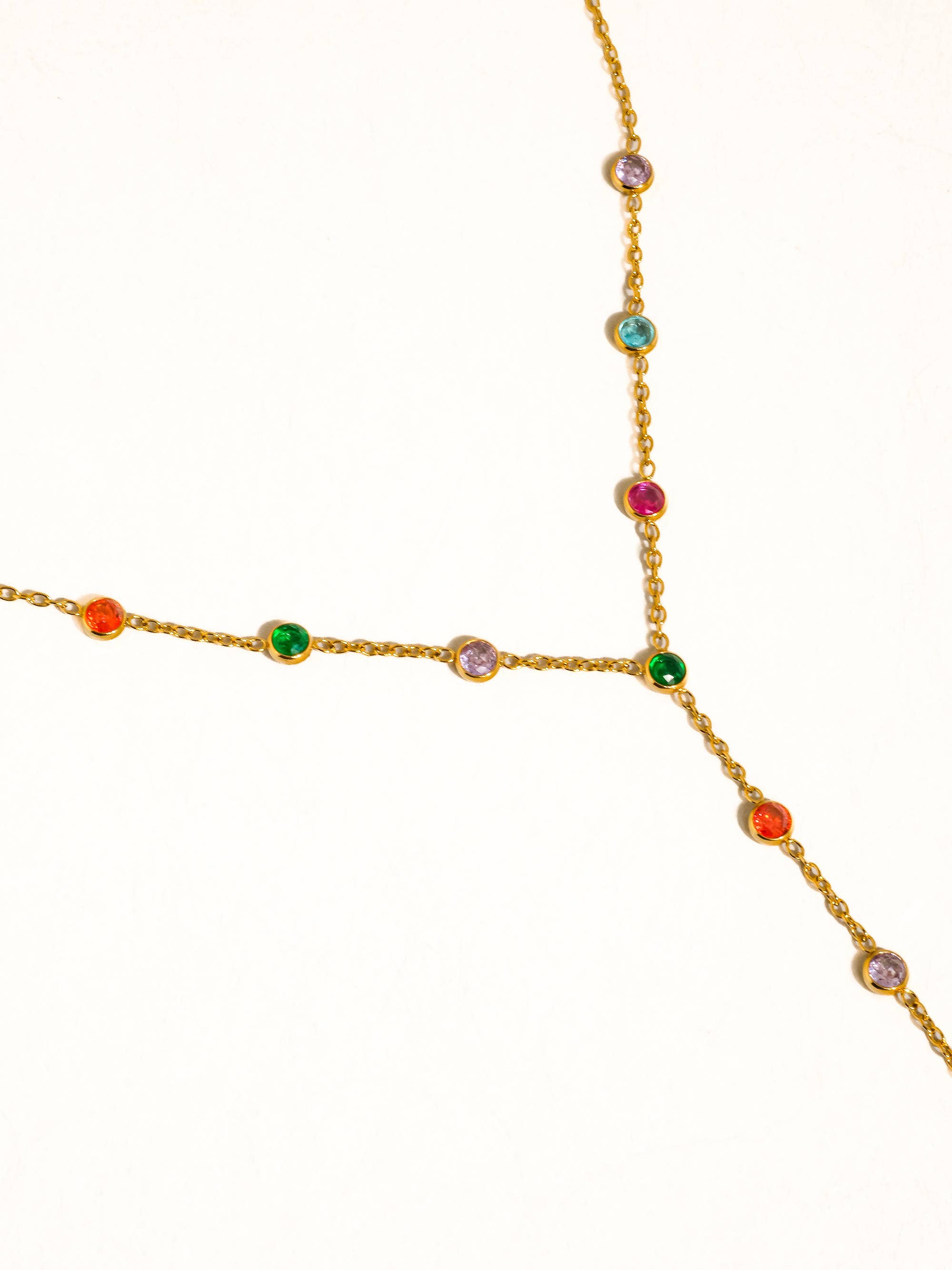 Flânerie by MAIQ - Chenôve 18K Gold Non-Tarnish Round Beaded Y Necklace: Multi-Colored