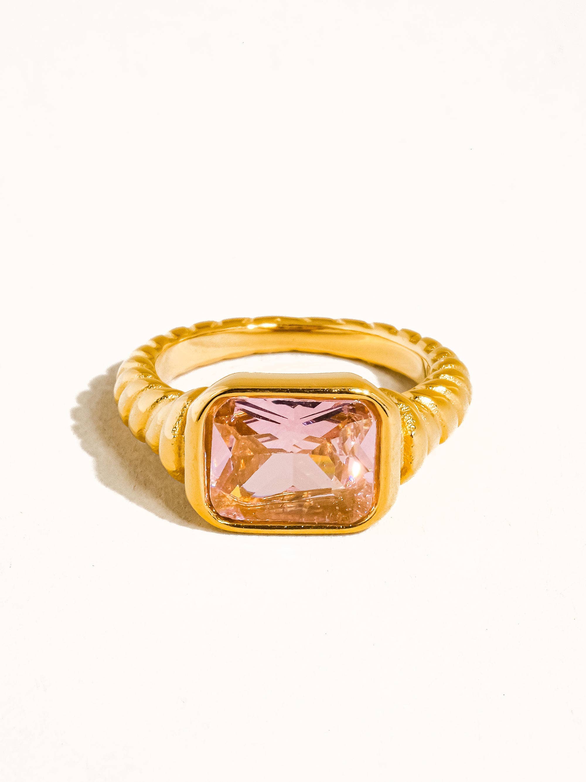 Flânerie by MAIQ - Laverne 18K Gold Non-Tarnish CZ Cocktail Ring: Pink