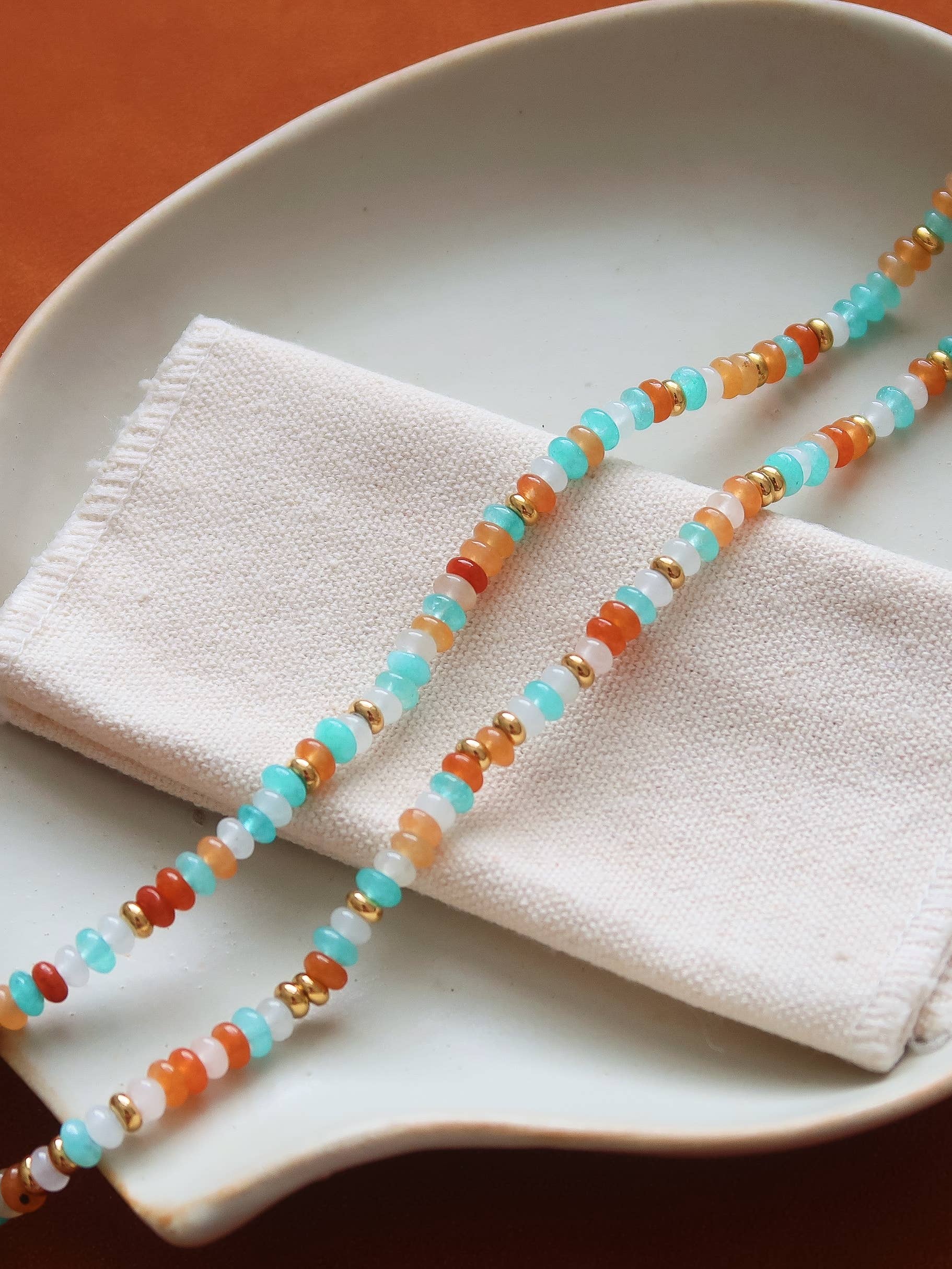 Flânerie by MAIQ - Indira 18K Gold Non-Tarnish Smooth Bead Boho Necklace: Multi-Colored