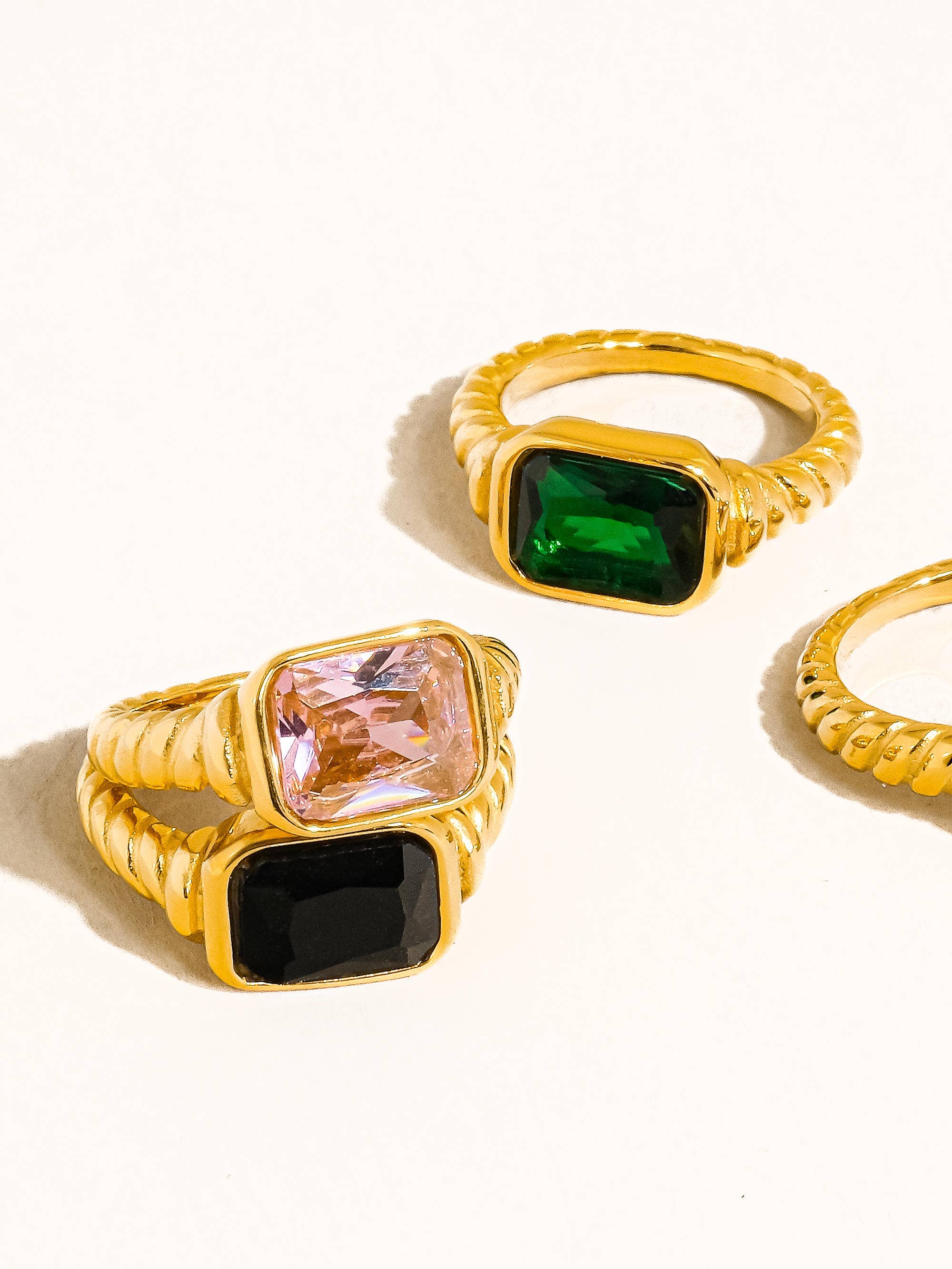 Flânerie by MAIQ - Laverne 18K Gold Non-Tarnish CZ Cocktail Ring: Pink