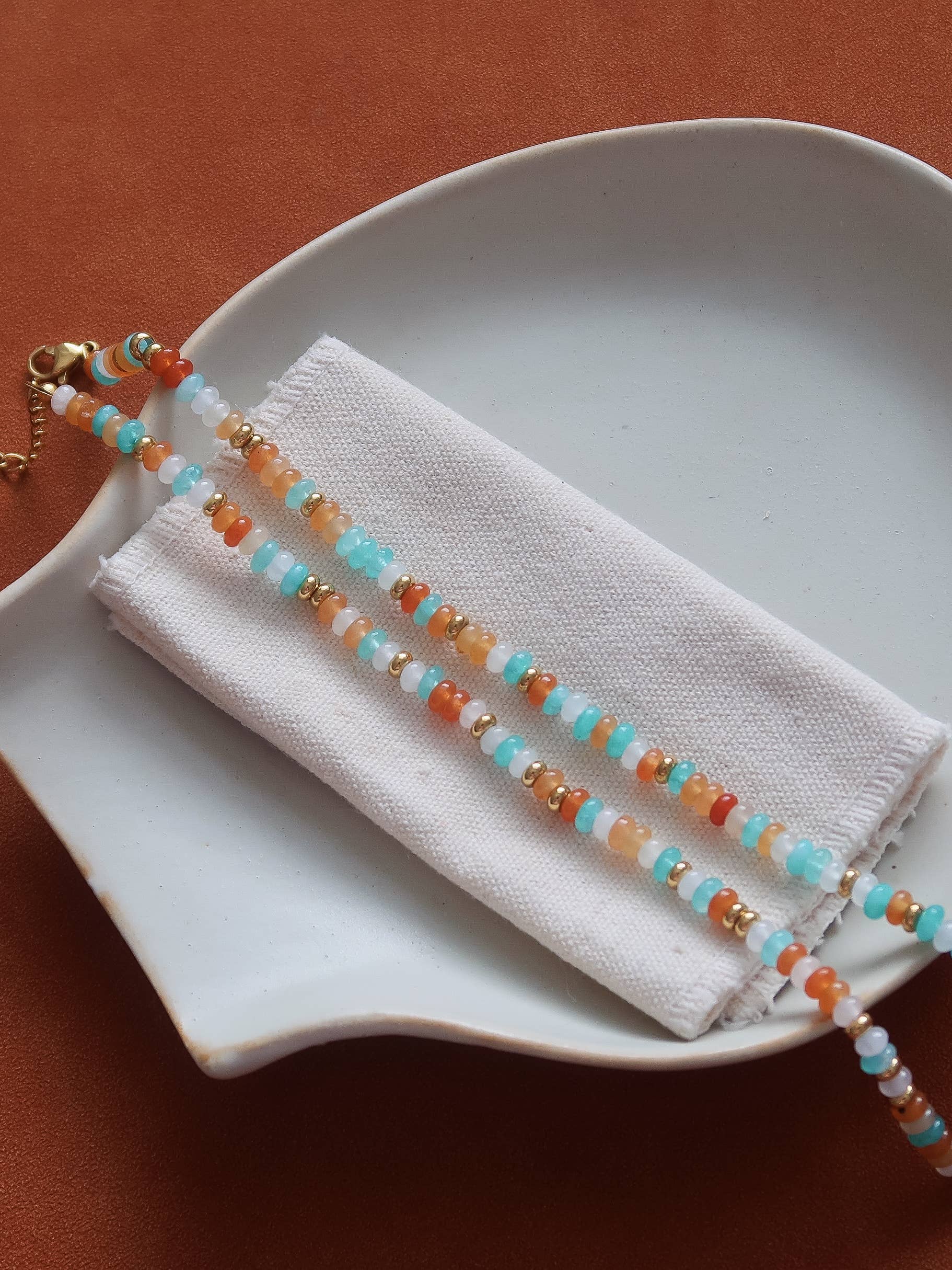 Flânerie by MAIQ - Indira 18K Gold Non-Tarnish Smooth Bead Boho Necklace: Multi-Colored