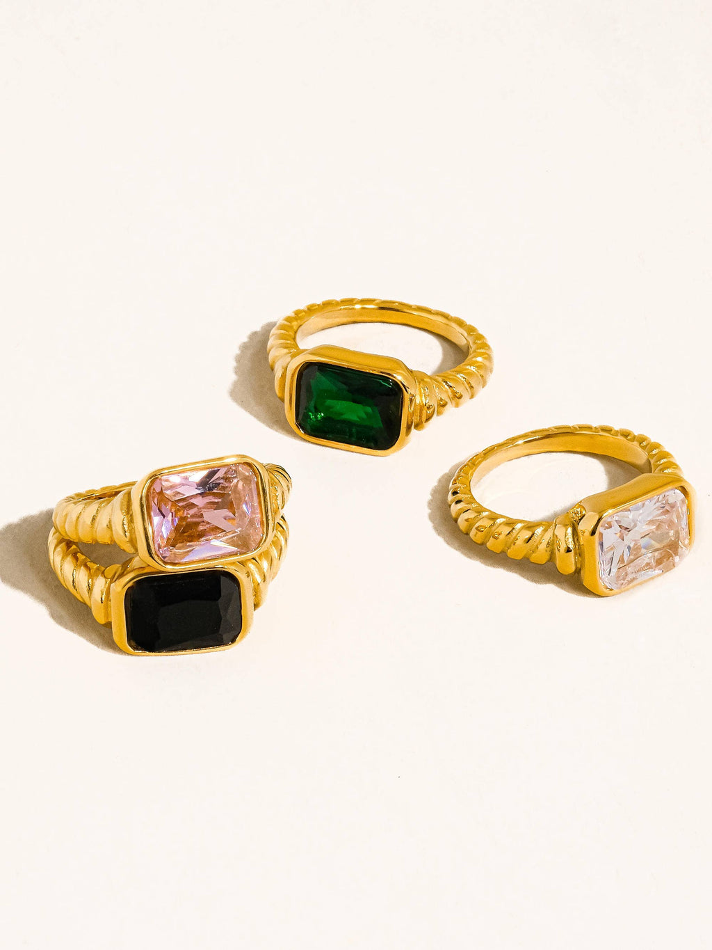 Flânerie by MAIQ - Laverne 18K Gold Non-Tarnish CZ Cocktail Ring: Pink